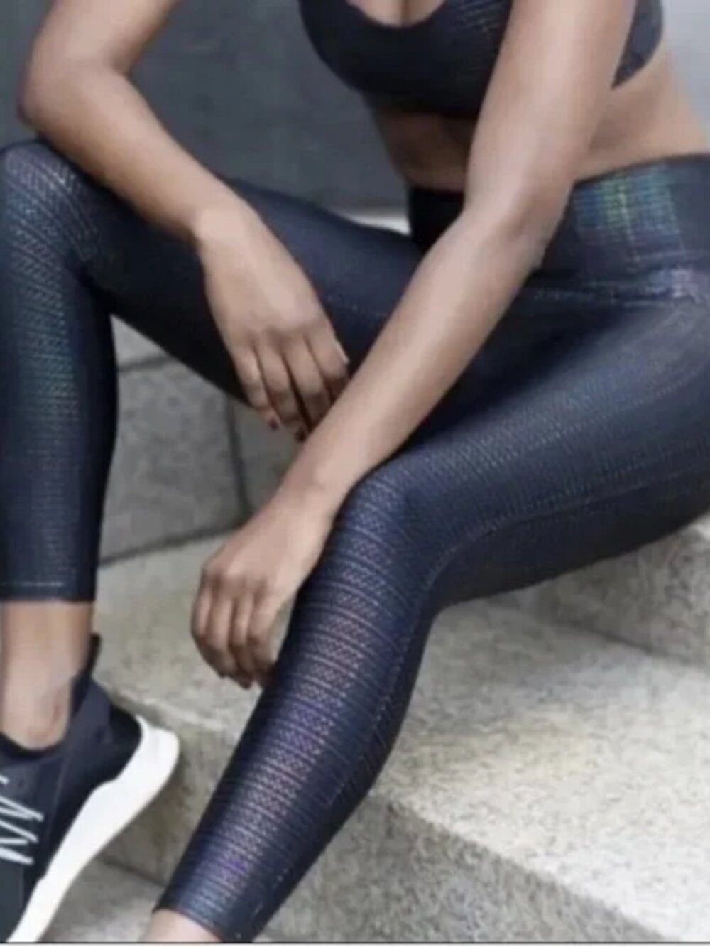 SPANX Leggings Women's 2X Black Metallic Dot Print 7/8 Colorful Rainbow Energize